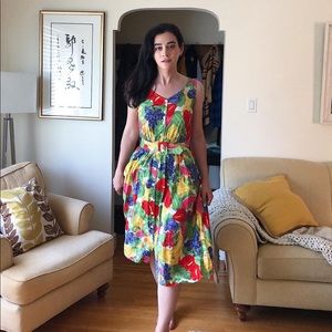 90s fruit dress reminiscent of what your favourite kindergarten teacher wore.